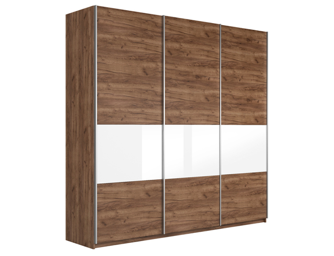 Шкаф-купе широкий Прайм Люкс 3-х дверный (фасад дсп/стекло белое/черное), Дуб табачный